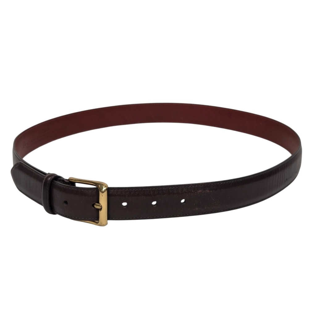 Vintage 90s Coach Belt Mens 38 Brown Burnished Cowhide Brass 5950 G1 Leather